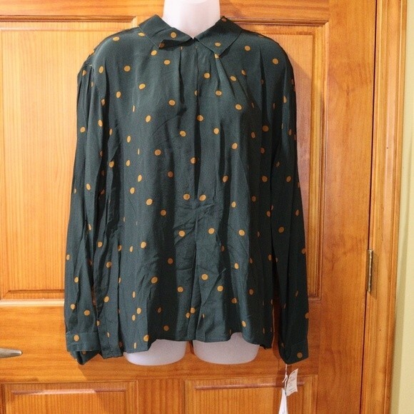 Christian Dior SEPARATES Vintage Bottle Green Orange Polka Dot Cambridge Top 12 - Picture 14 of 14